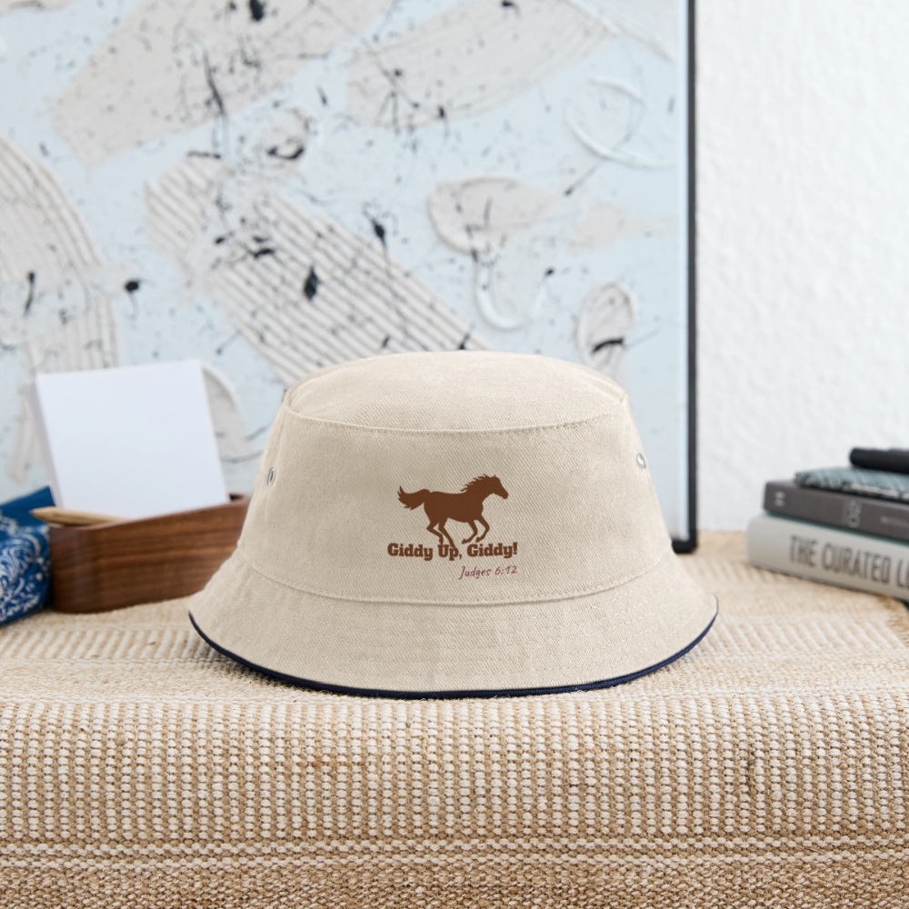 Kids’ Bucket Hat - ecru/navy
