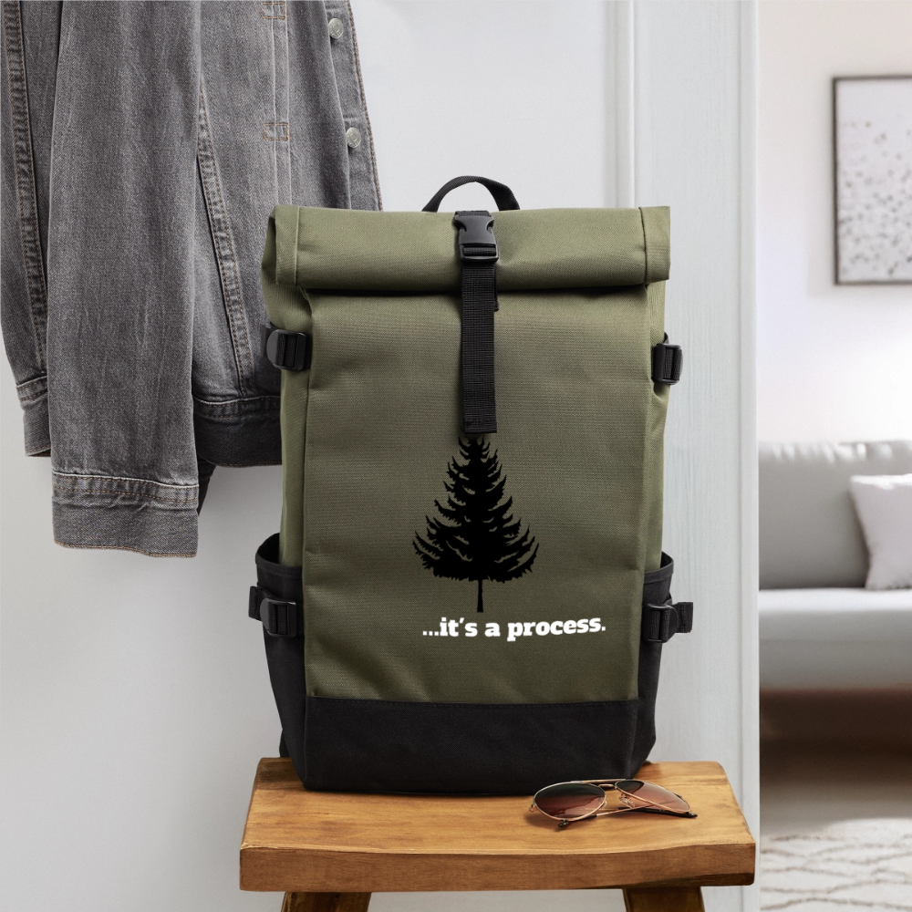 Roll Top Backpack - olive/black