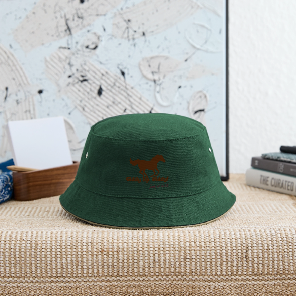 Kids’ Bucket Hat - dark green/beige