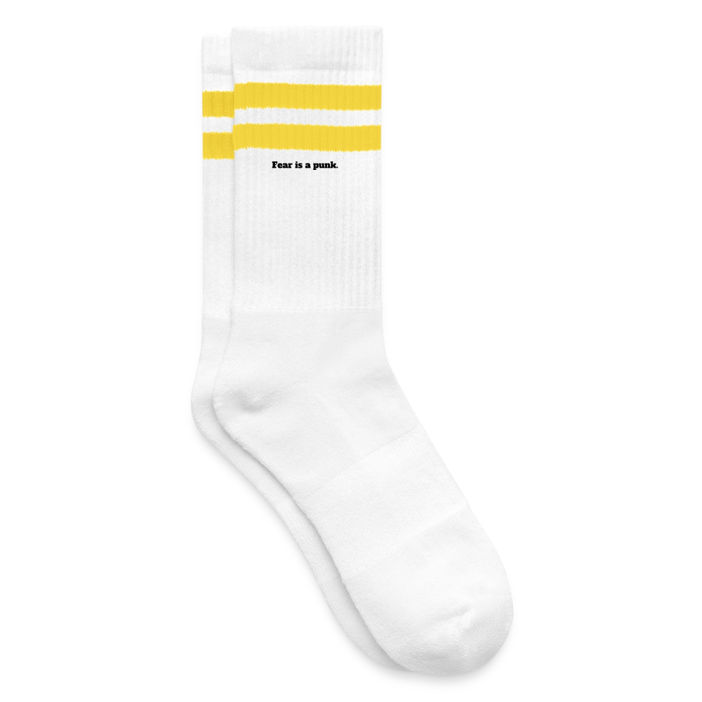 Striped tennis socks - white/yellow