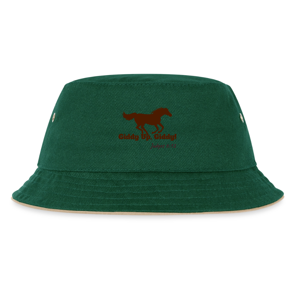 Kids’ Bucket Hat - dark green/beige